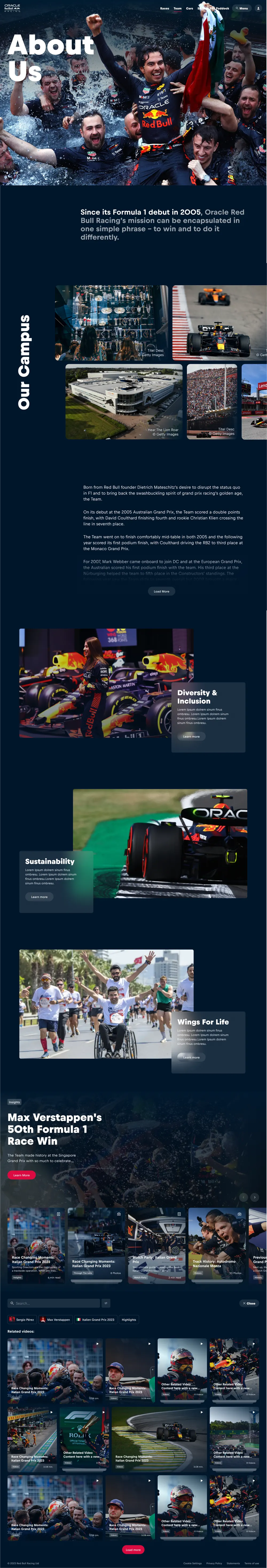 The About page, desktop