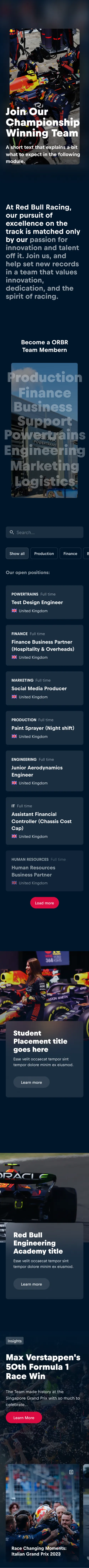 The Careers page, mobile