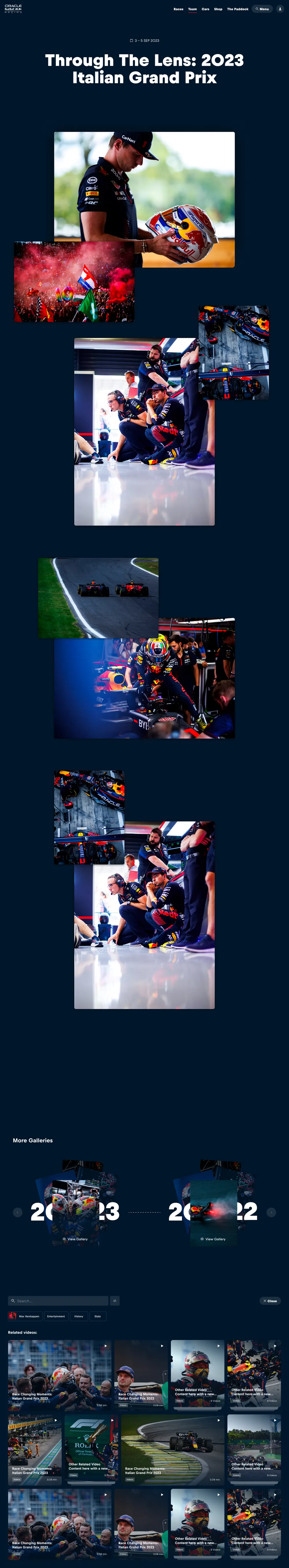An image gallery page, desktop
