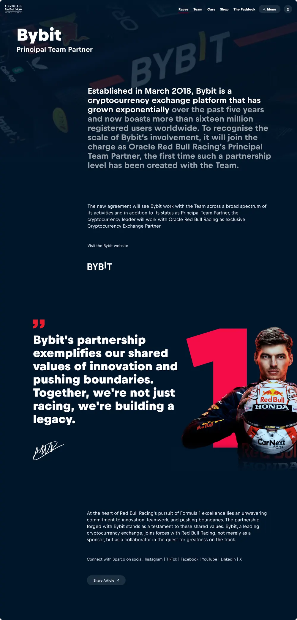 A partner detail page, desktop
