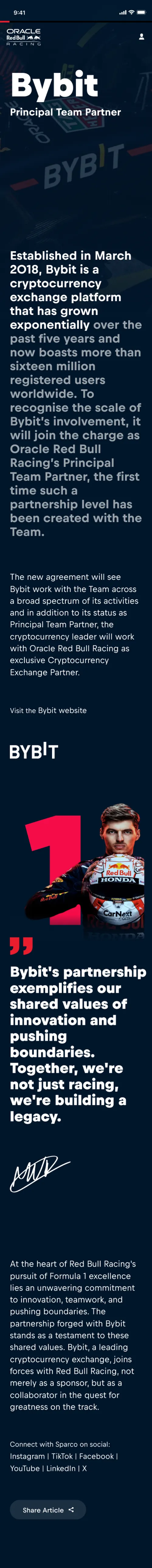 A partner detail page, mobile