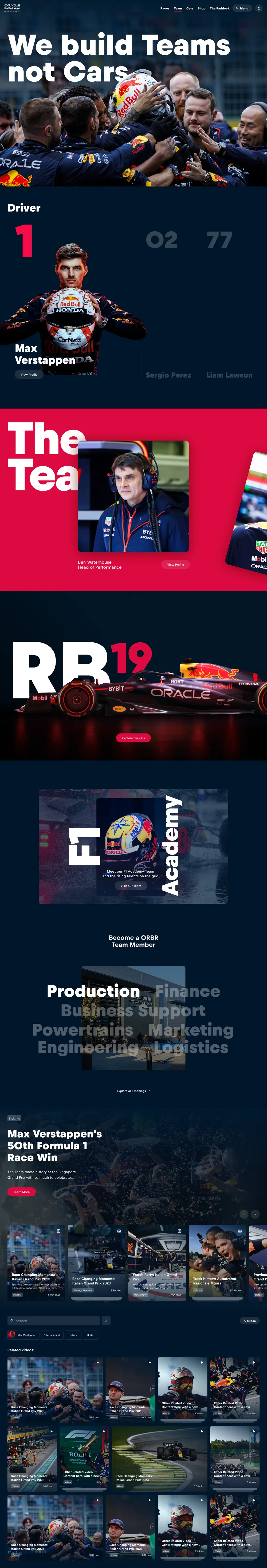 The team overview page, desktop