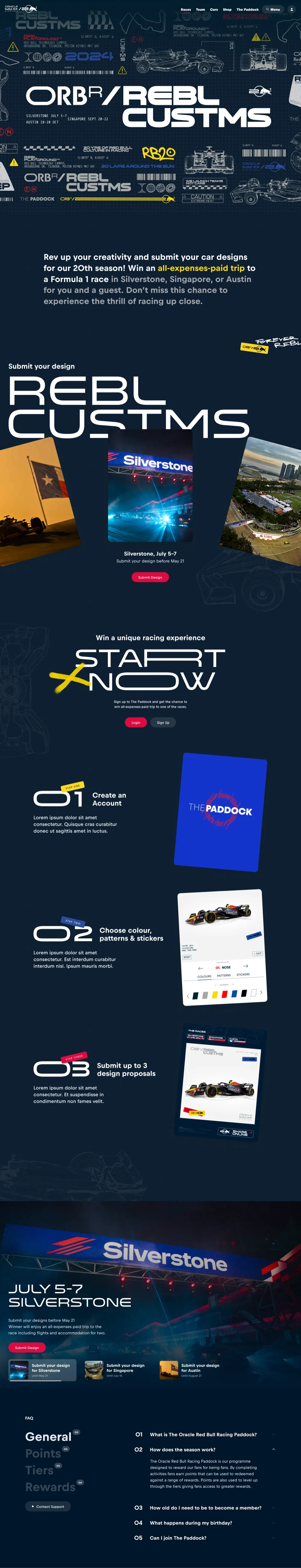 The REBL CUSTMS landing page, desktop